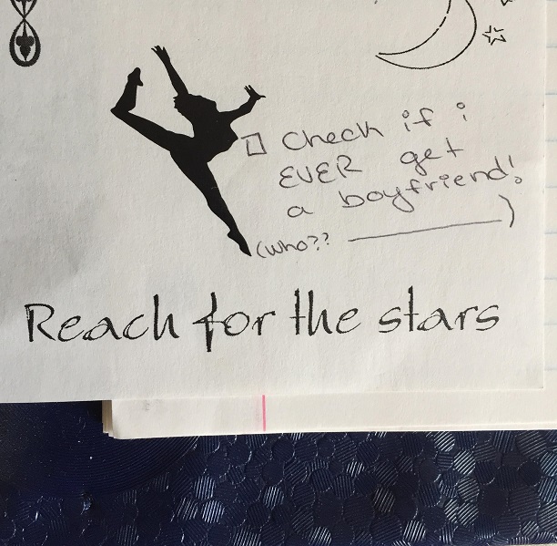 Note to my future self in my old Trapper Keeper: "Check if I EVER get a boyfriend!"