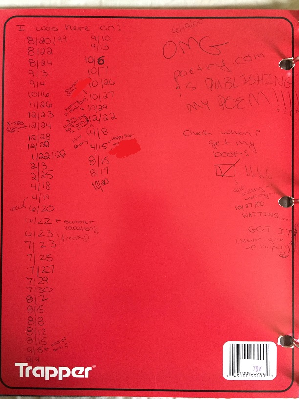 Notes to myself on the back of a folder in my old Trapper Keeper