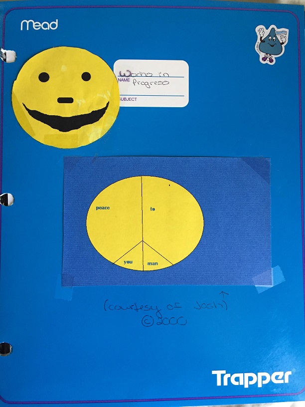 Stickers on a folder in my old Trapper Keeper